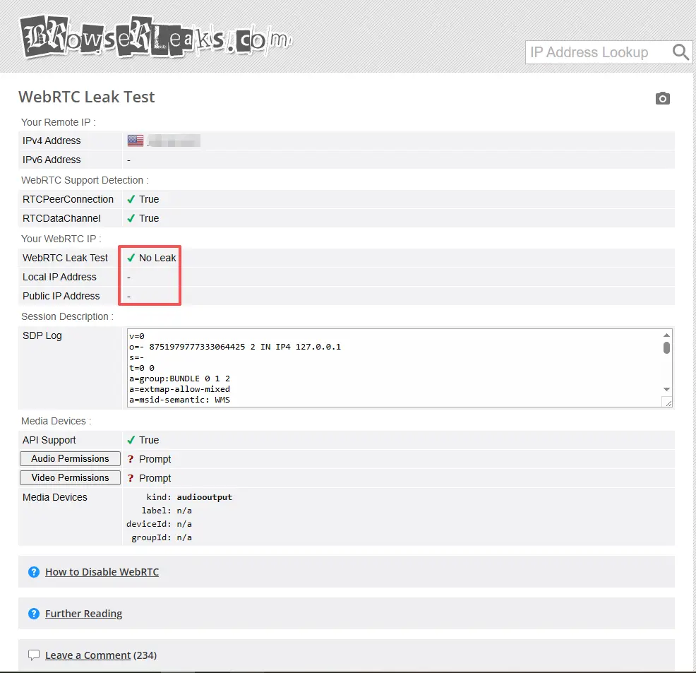 WebRTC Leak Test